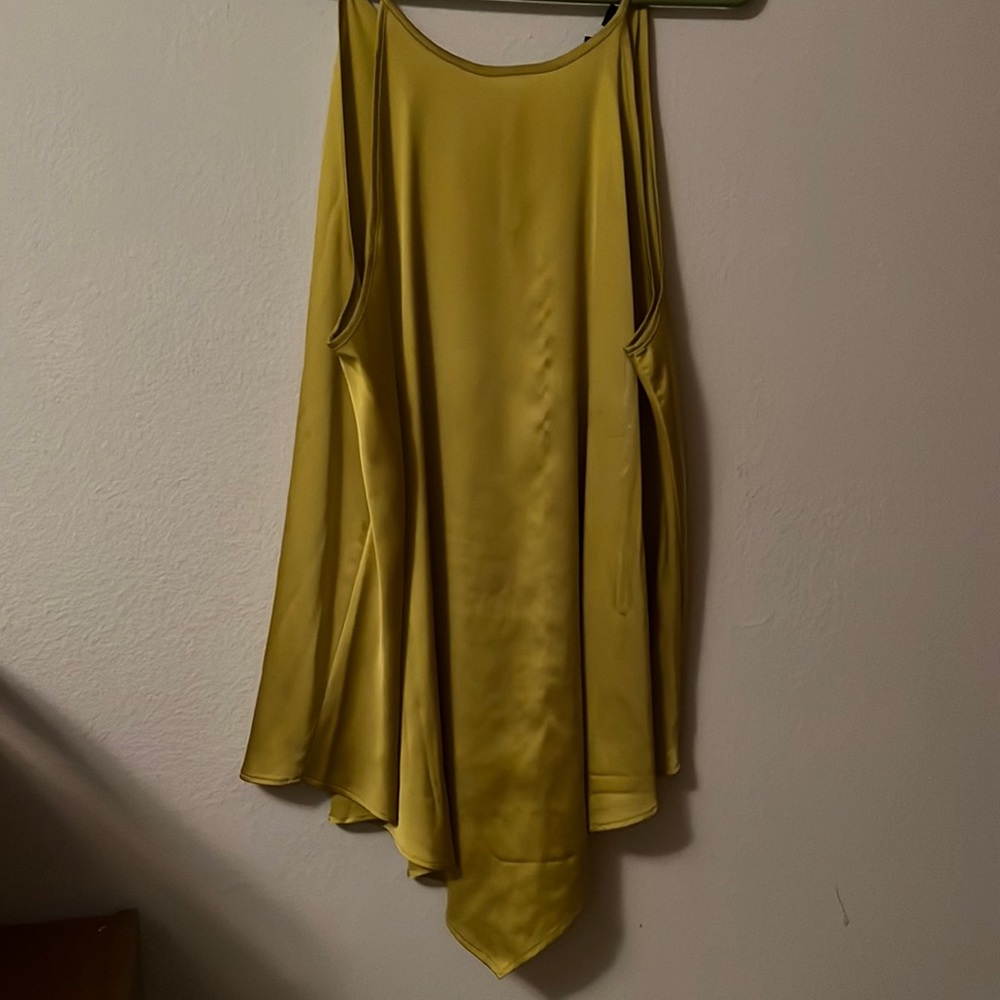 Metallic yellow spaghetti strap blouse